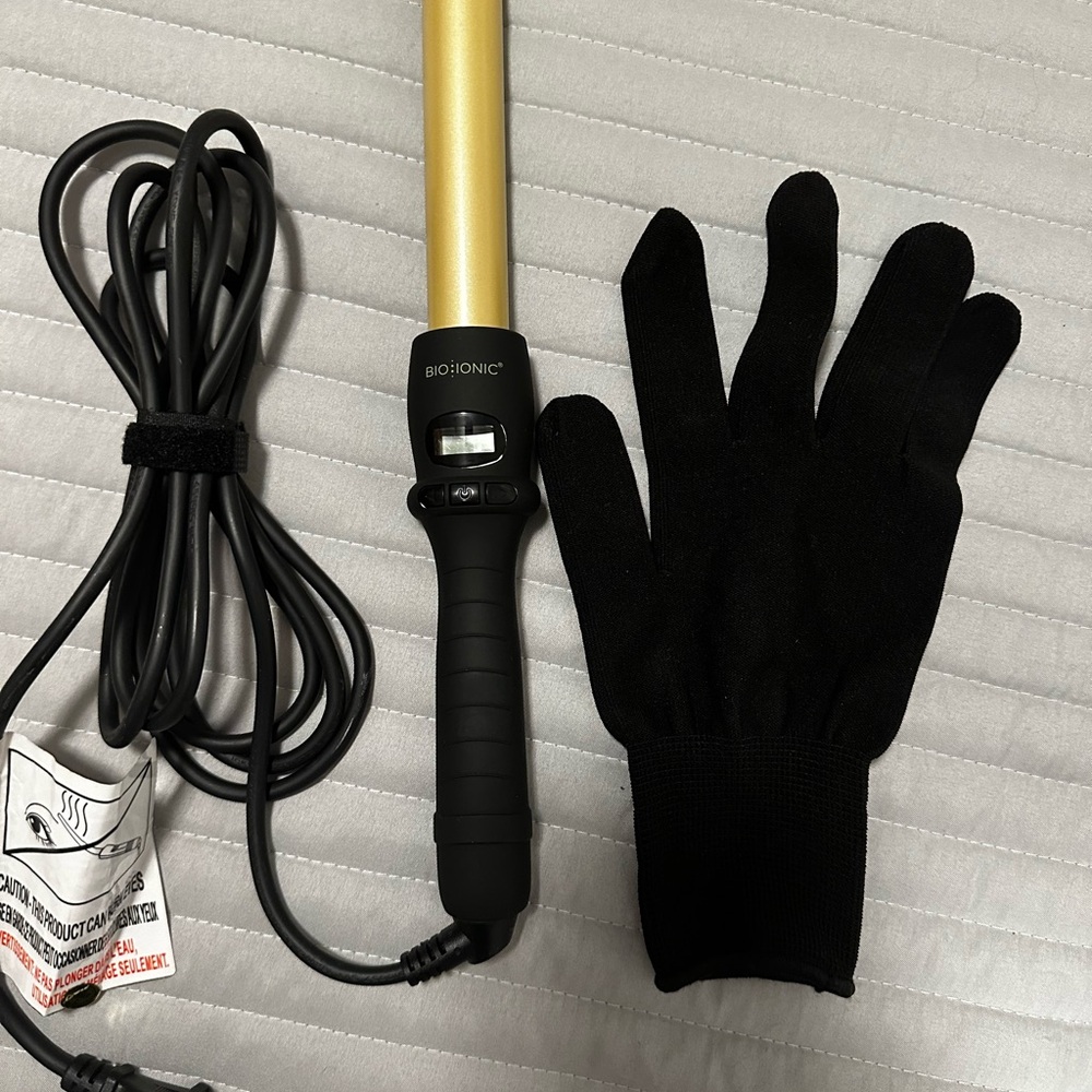 Bio Ionic Gold Curling Wand with Glove